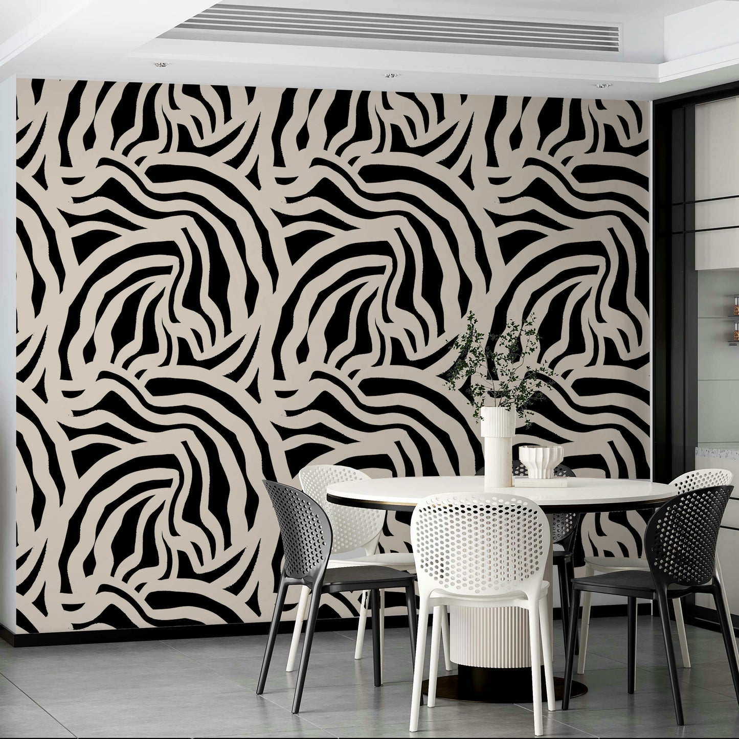 The design is a repeating pattern of vertical wavy lines.
