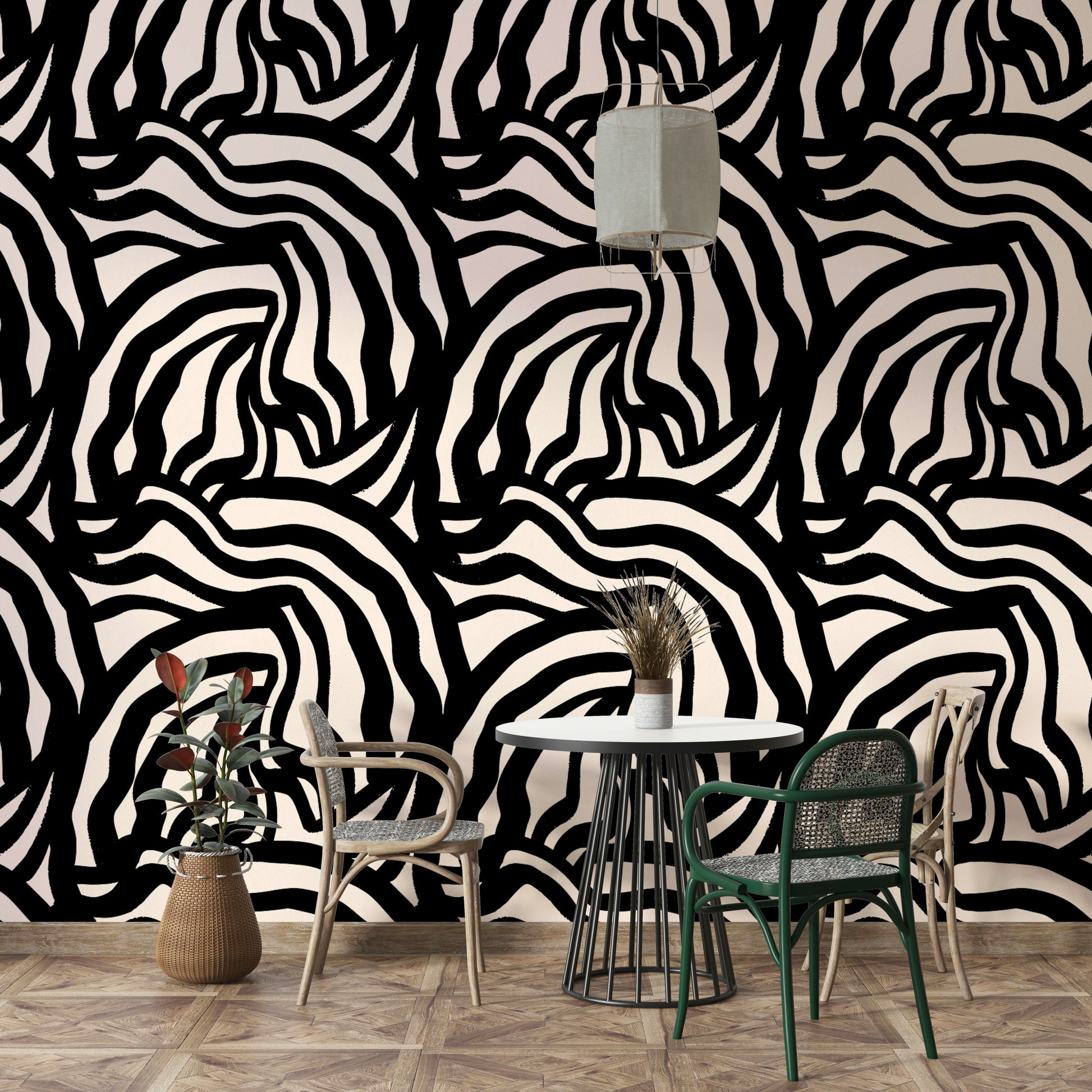 The mural is created for an entire wall, providing a unique backdrop.
