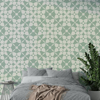 The image features geometric tiles, possibly square or hexagonal, in a uniform grid.
