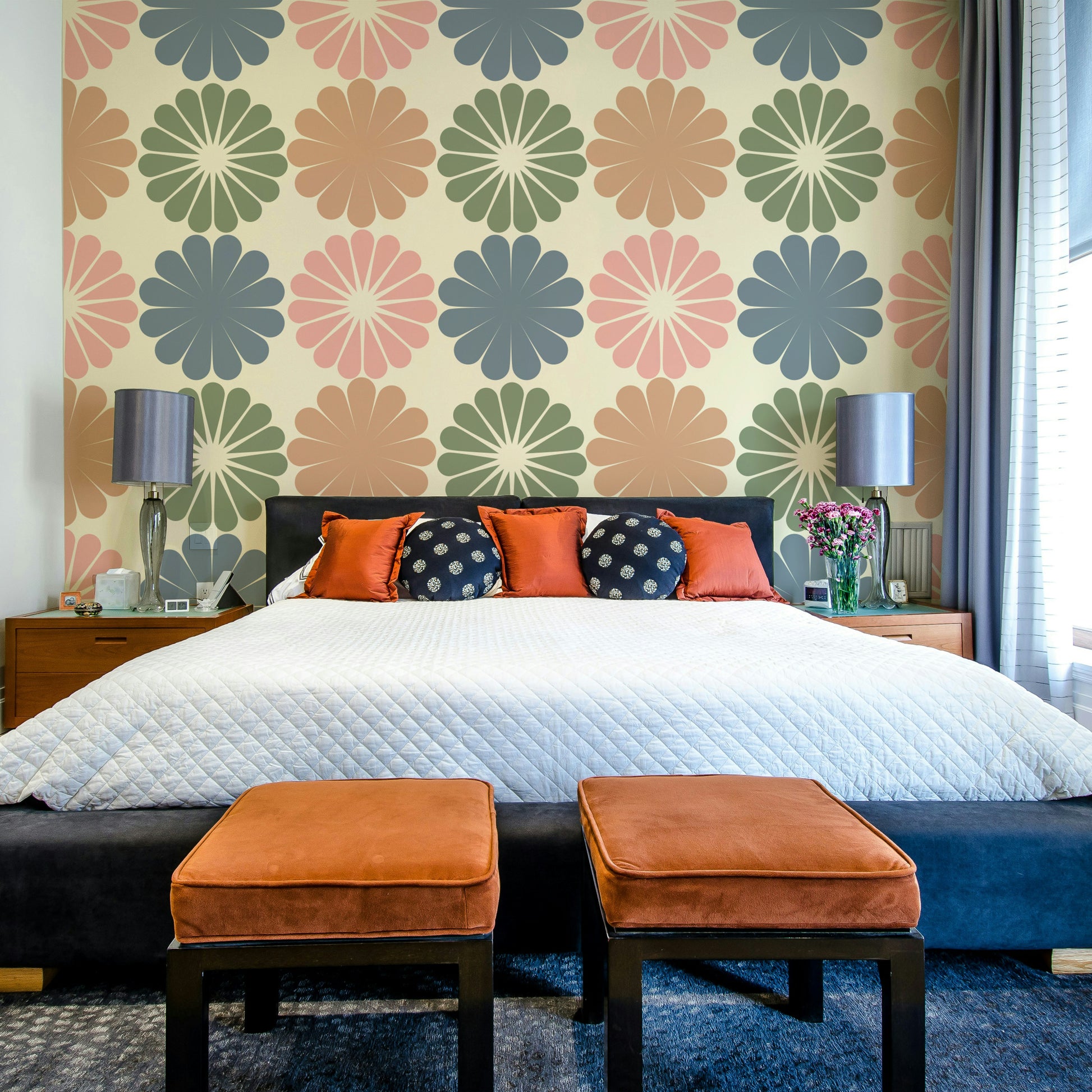 The design is both abstract and floral.
