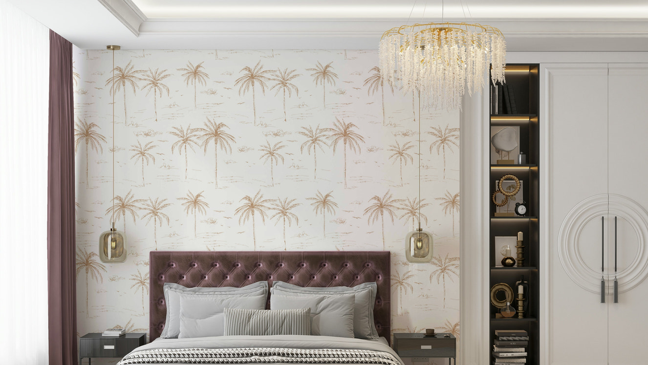 The mural is created for an entire wall, providing a unique backdrop.
