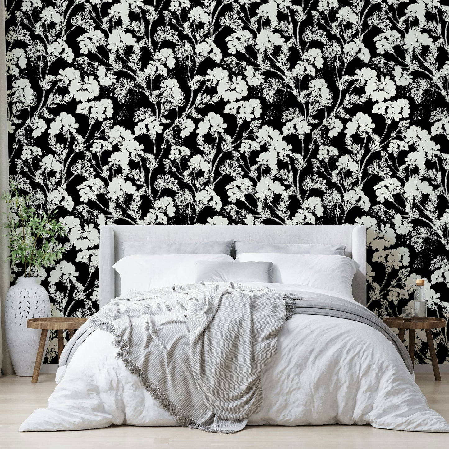 The mural is created for an entire wall, providing a gentle backdrop.
