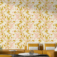 The image features abstract, hand-painted flowers in full bloom.
