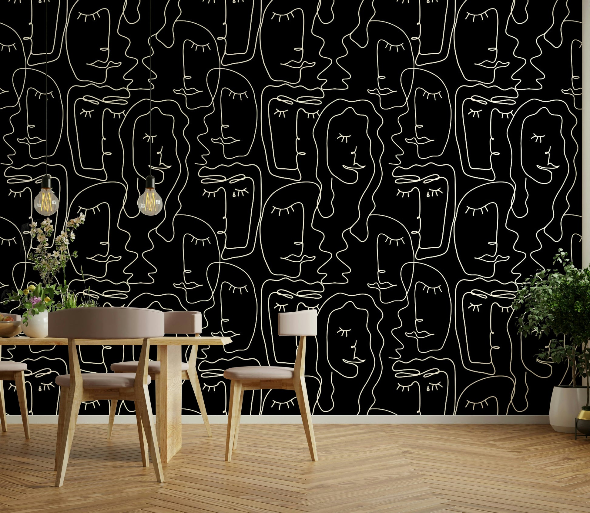 The mural is created for an entire wall, providing a unique backdrop.
