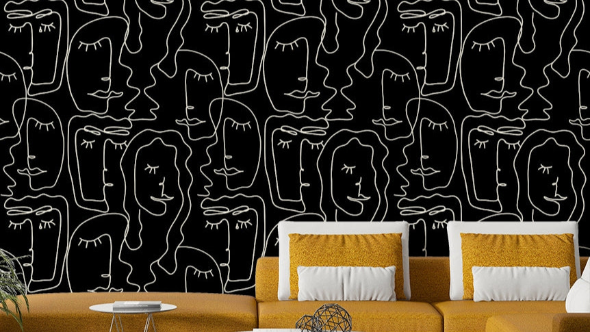 The colors are subtle and minimalist, like black on a white or neutral background.
