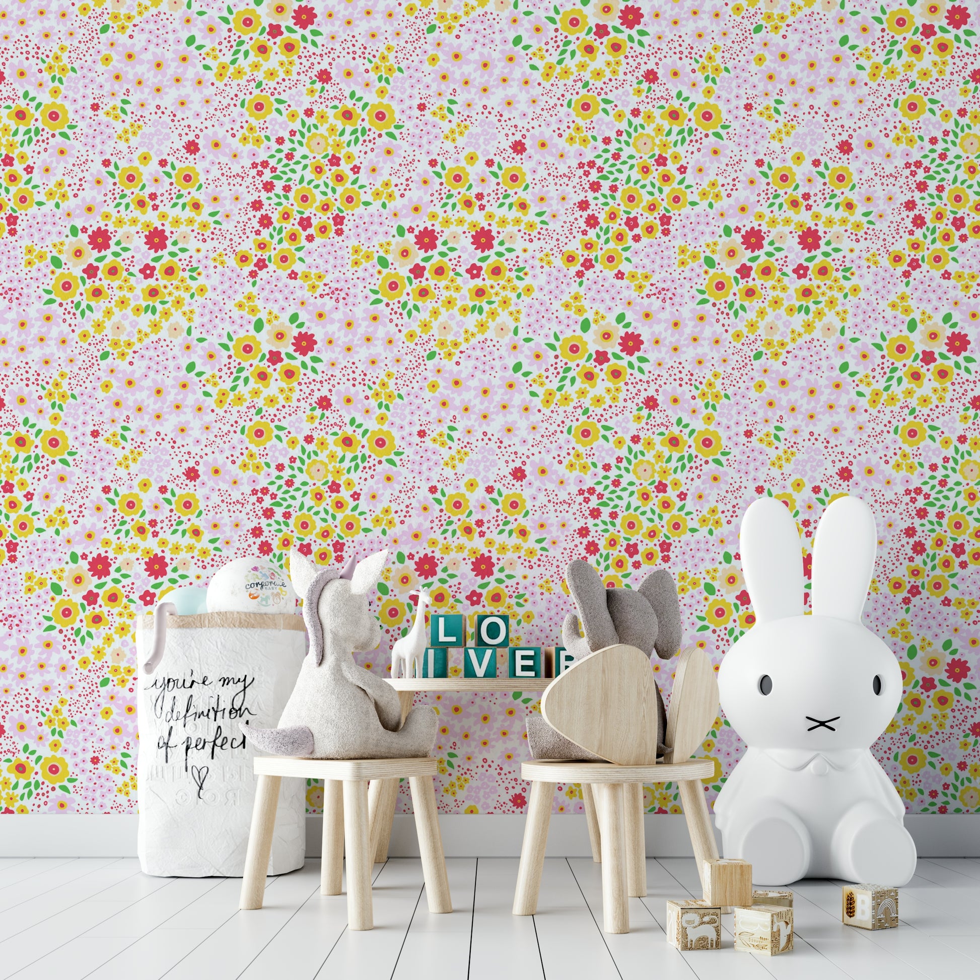 The pattern has a cheerful and whimsical feel.
