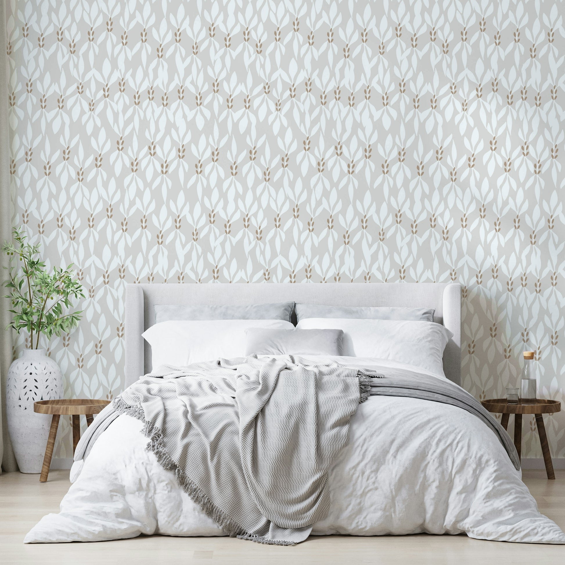 An angled shot of a wall with braid wallpaper

