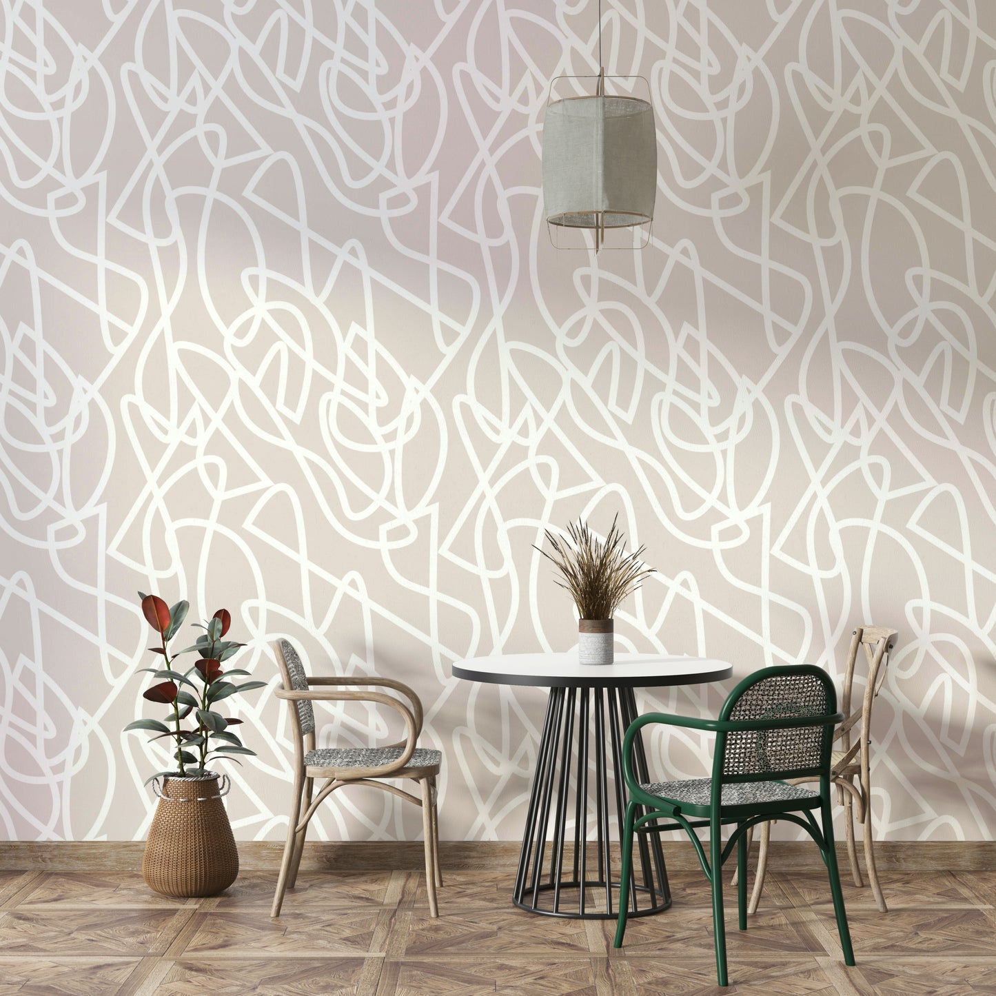 Wallpaper for walls with a subtle artistic print

