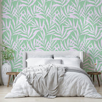 Close-up of a palm leaf pattern on a mural

