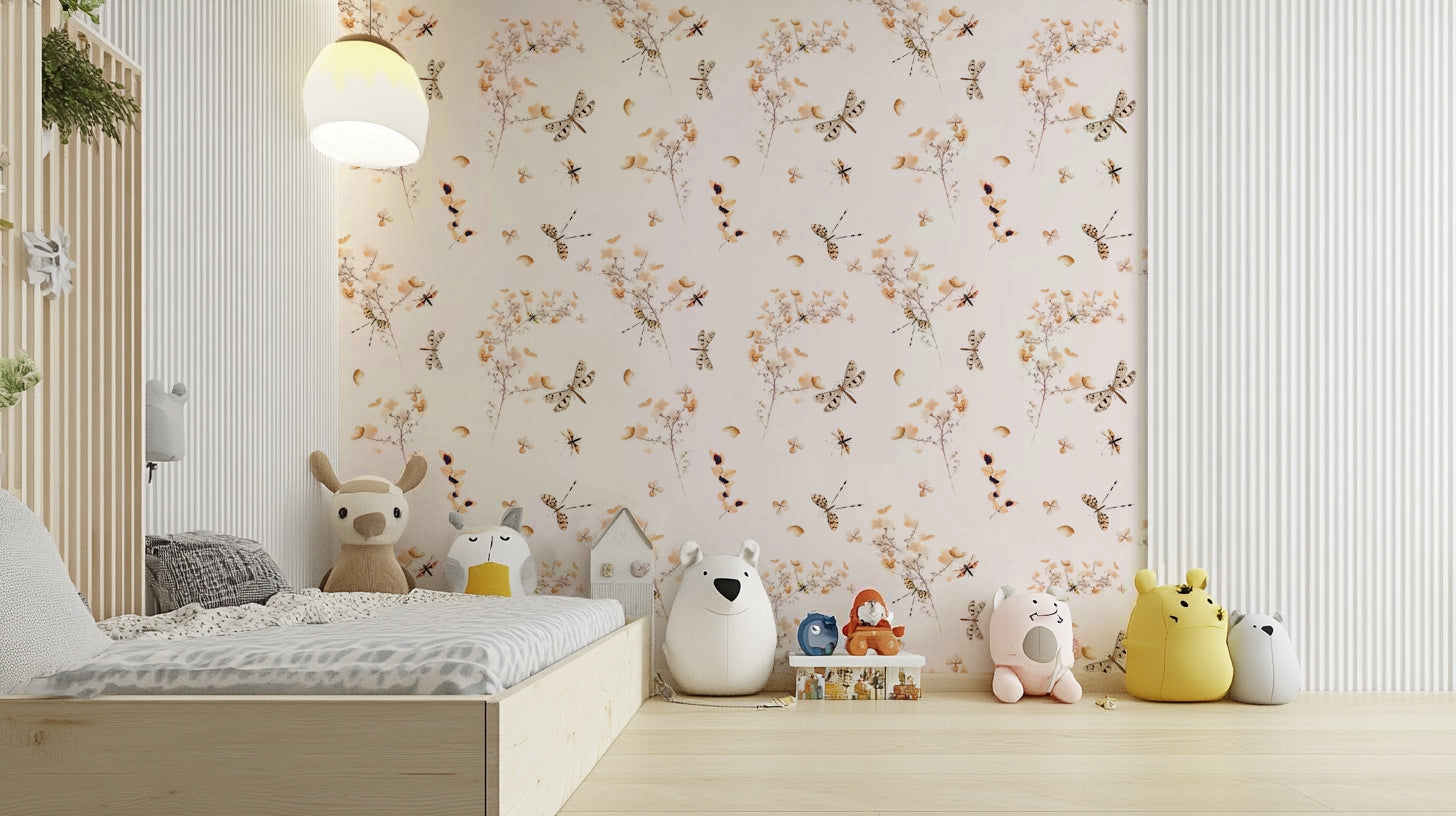 High-quality image of the dragonflies in flowers wallpaper

