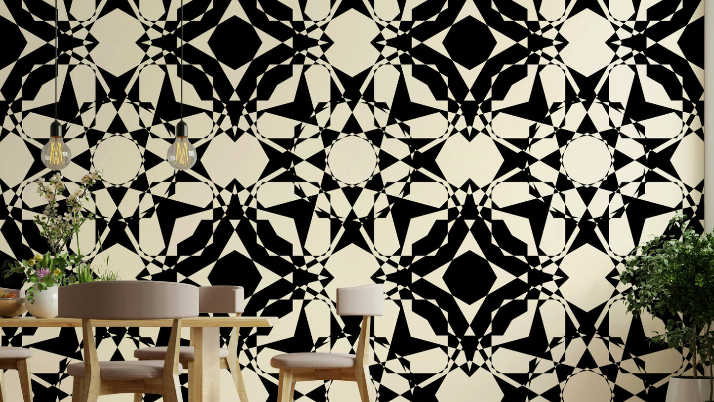 Detailed view of the complex, repeating shapes

