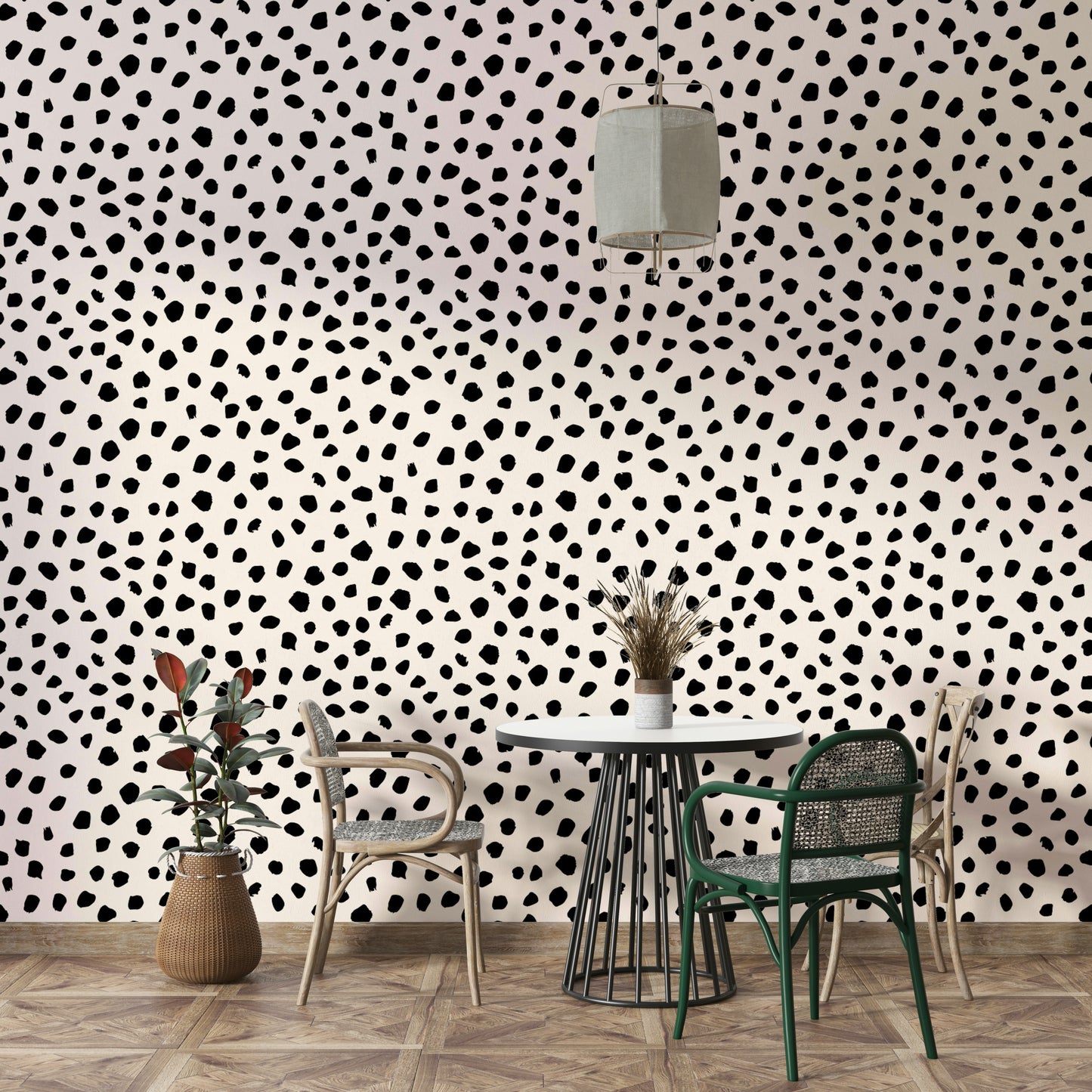 Wallpaper with a unique, modern black and white design

