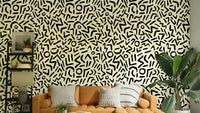 Wallpaper with a unique, hand-drawn bohemian design

