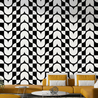 Wallpaper with a modern, artistic floral design


