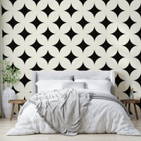 Geometric Stars Wallpaper on a living room wall

