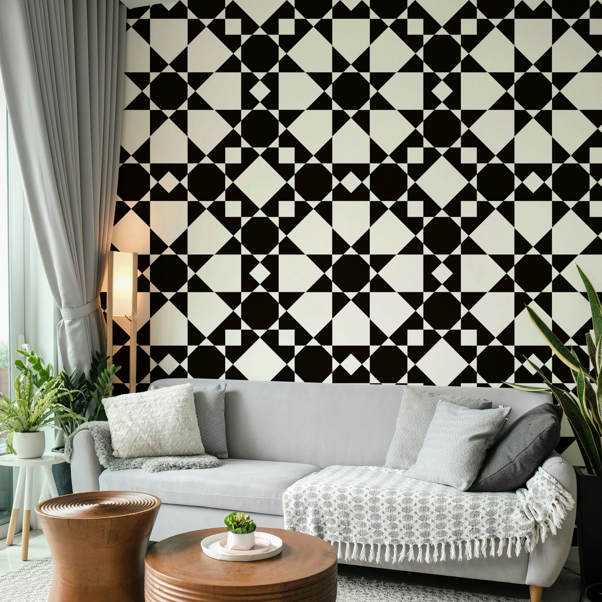 Close-up of a modern, geometric star pattern

