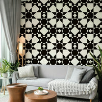 Close-up of a modern, geometric star pattern

