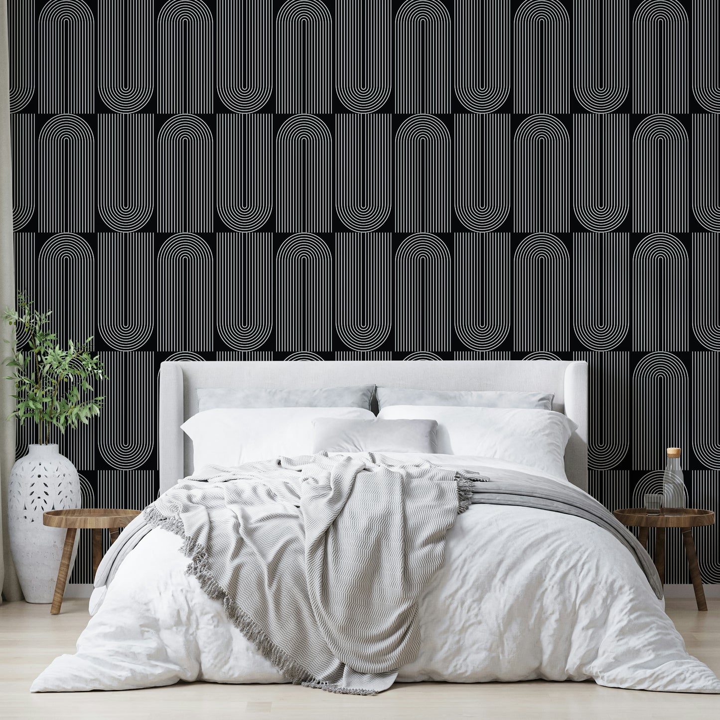 High-quality image of the geometric outline wallpaper

