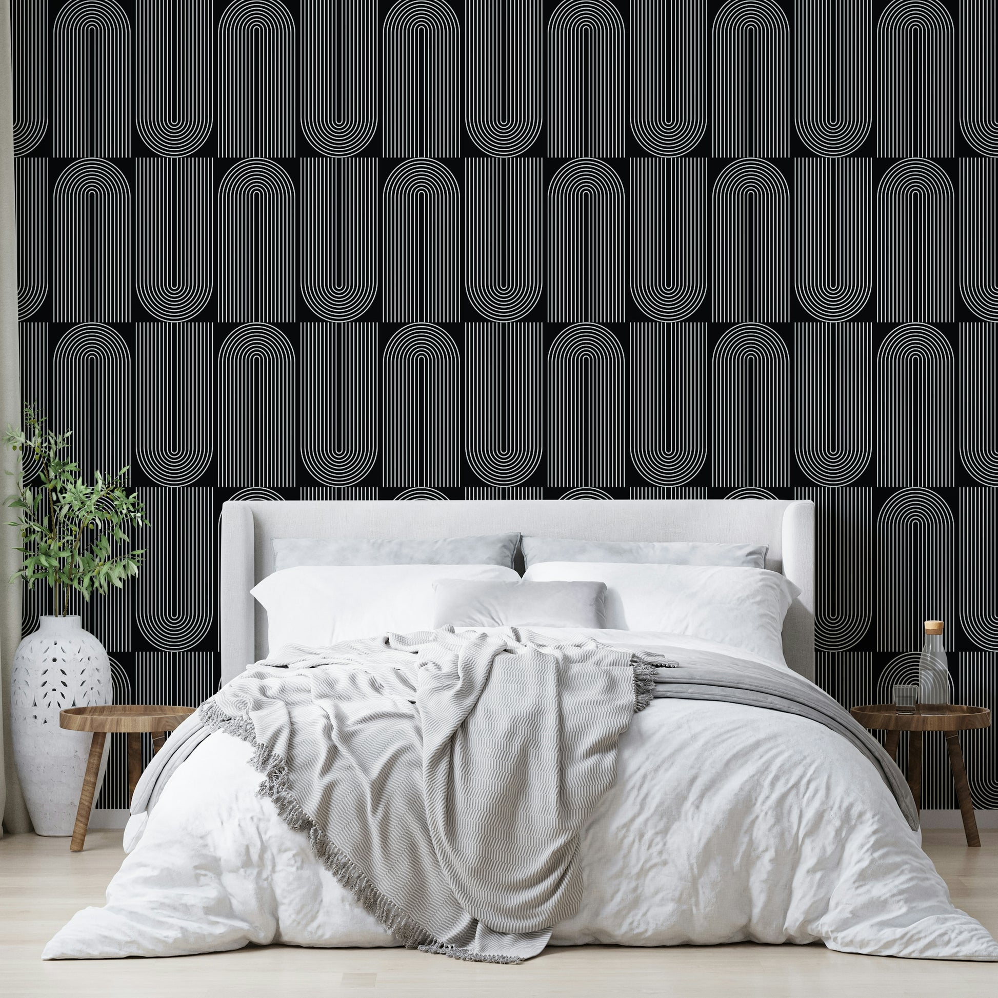 High-quality image of the geometric outline wallpaper

