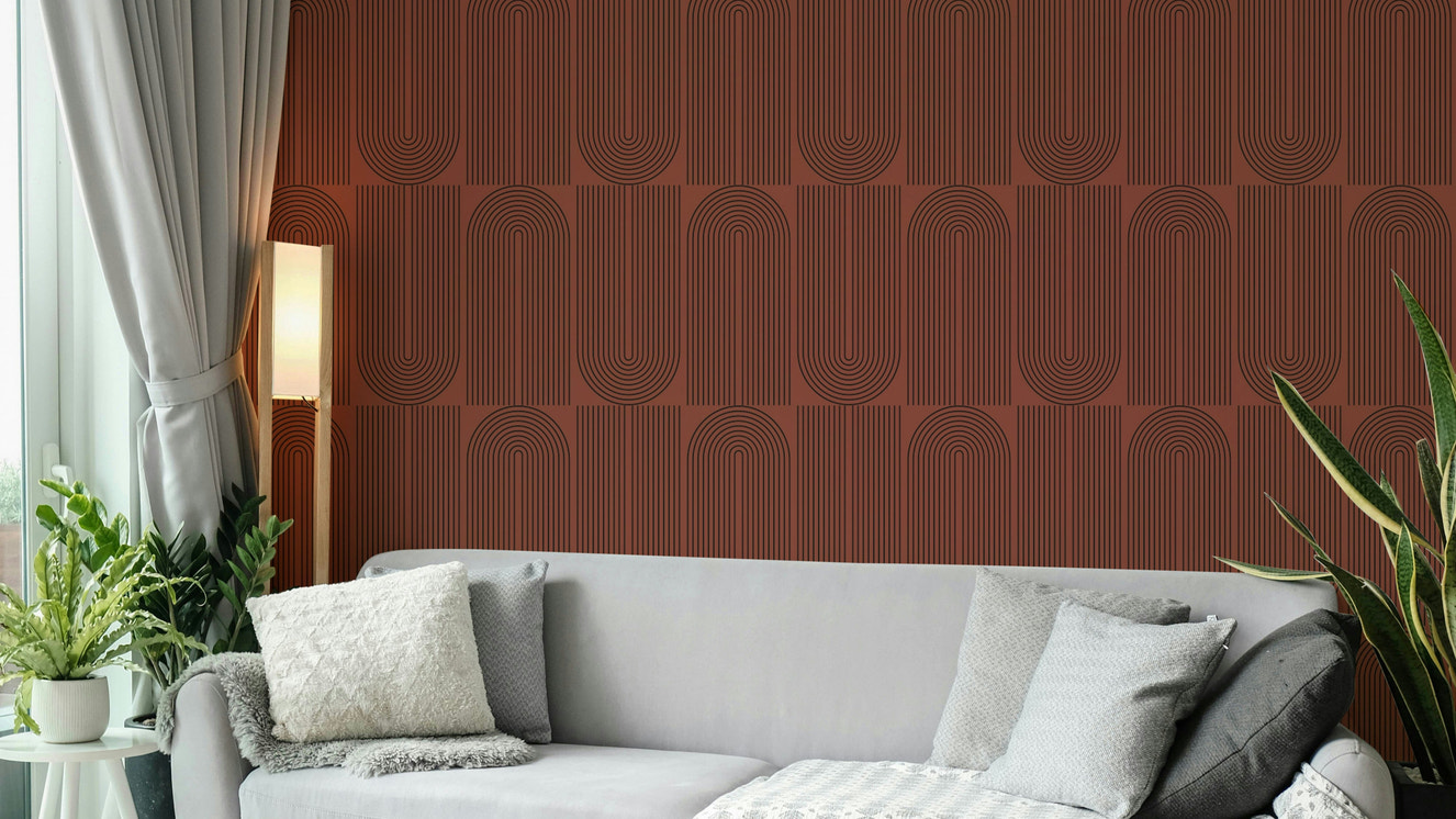Close-up of a minimalist geometric pattern in a brown tone

