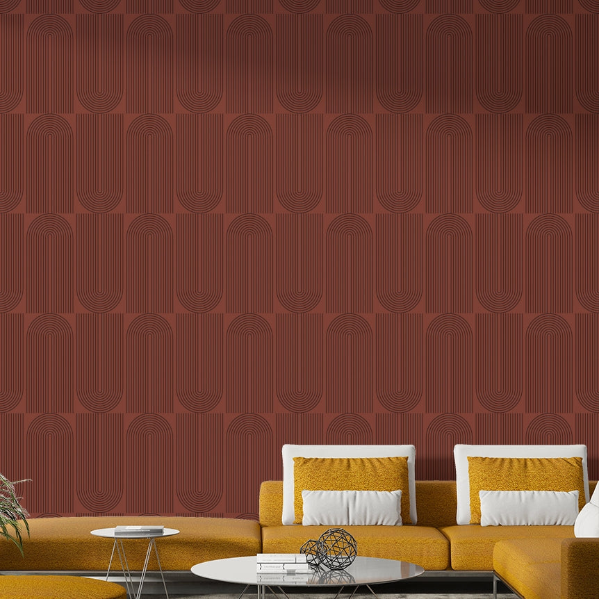 High-quality image of the brown geometric outline wallpaper

