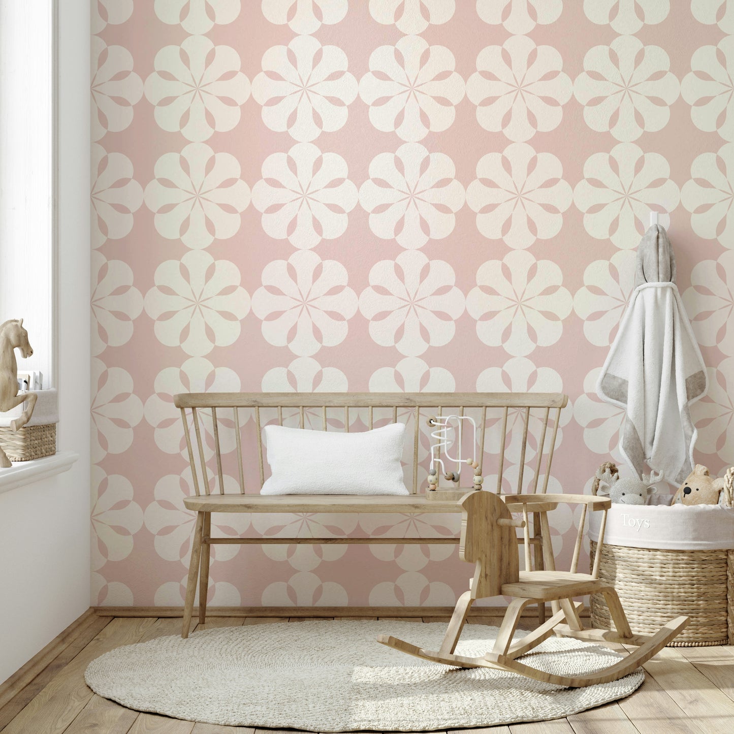 Wallpaper with a modern, artistic floral design

