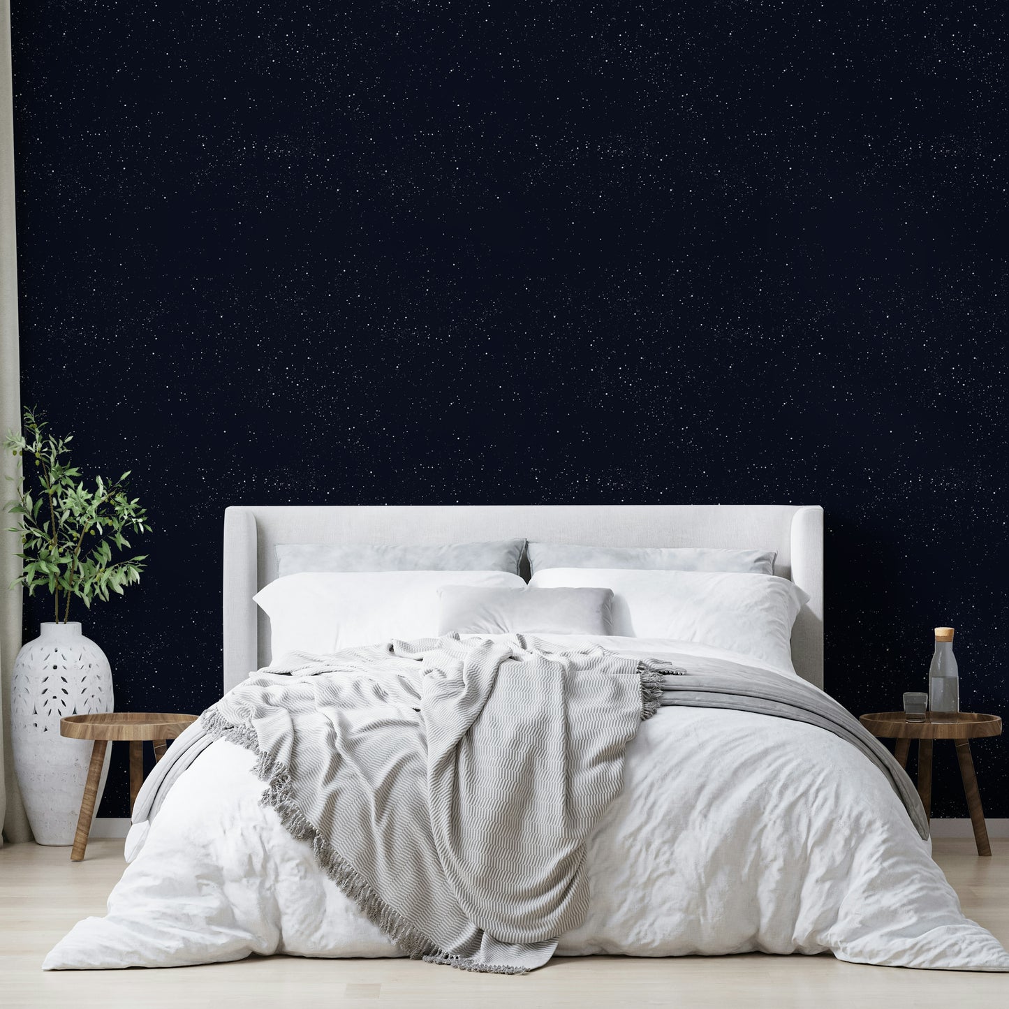 A seamless pattern of stars and nebulae on a wall

