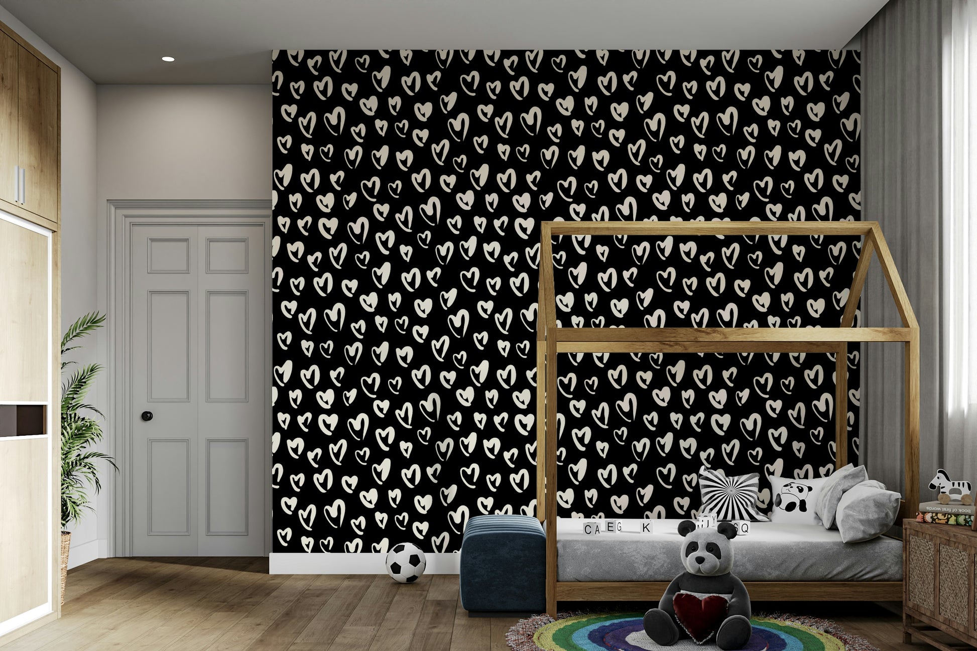 Fluffy Hearts cute wall covering

