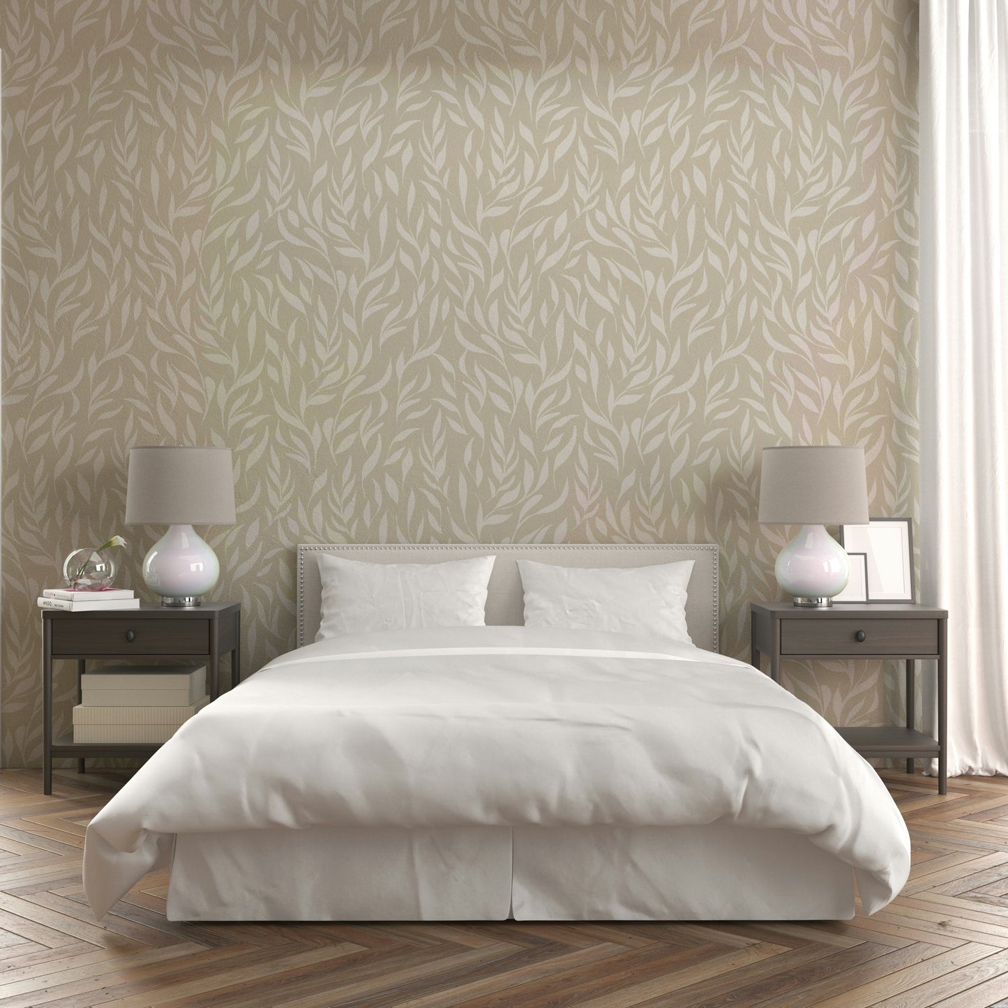 Beige Foliage botanical wall mural

