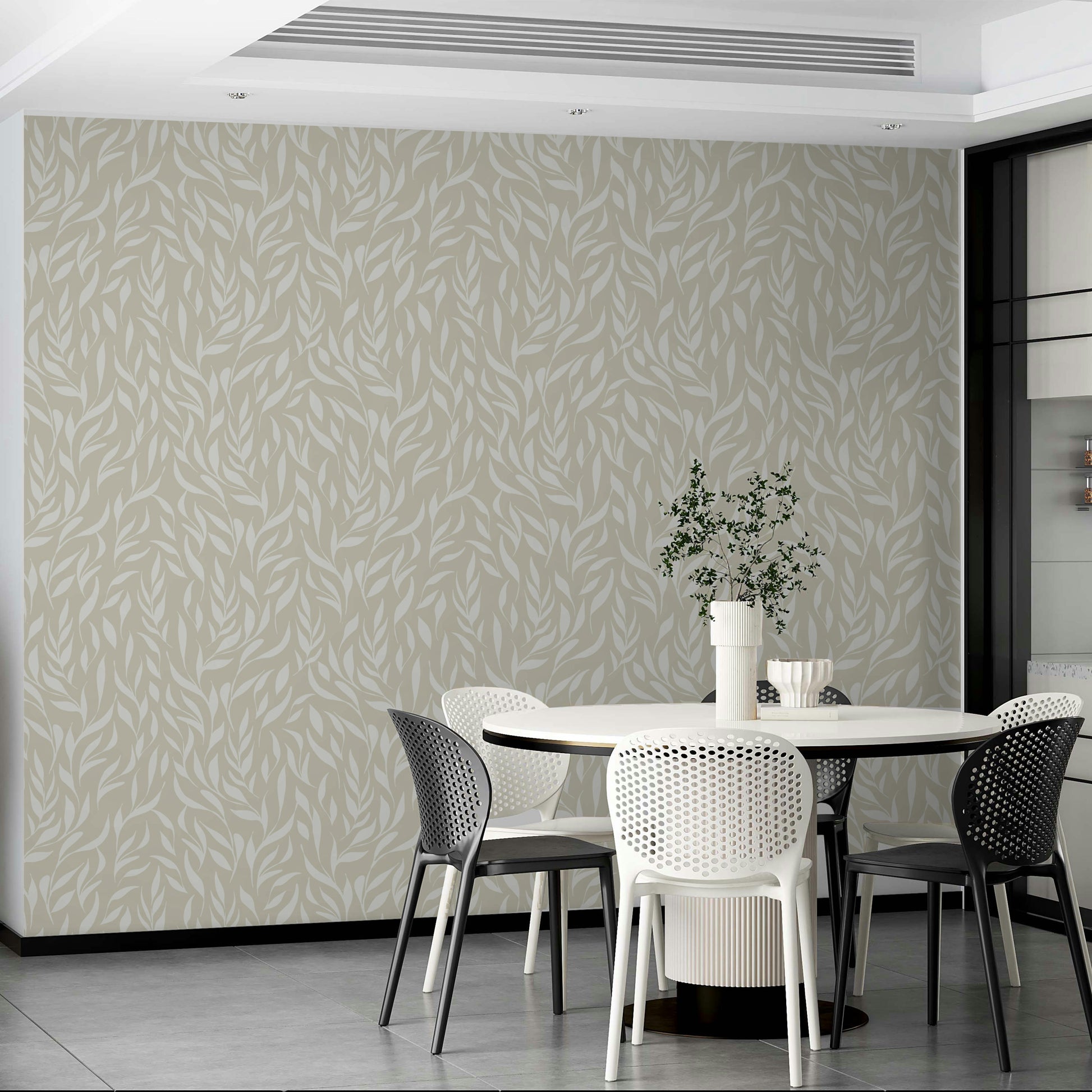 Beige Foliage classic wallpaper for walls

