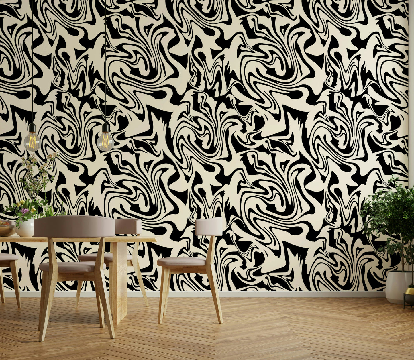 Abstract Liquid flowing wallpaper for walls

