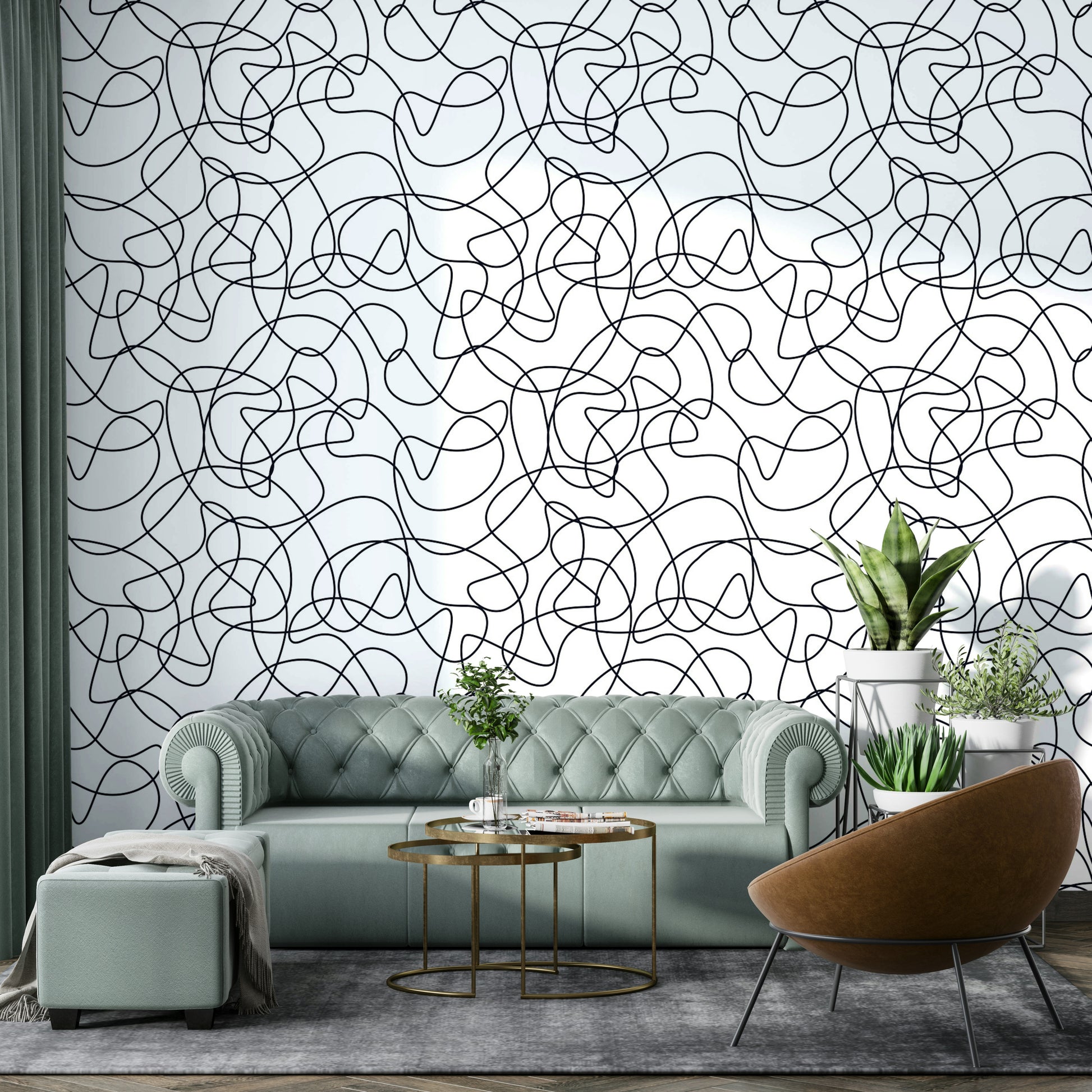 Modern outline pattern wallcovering

