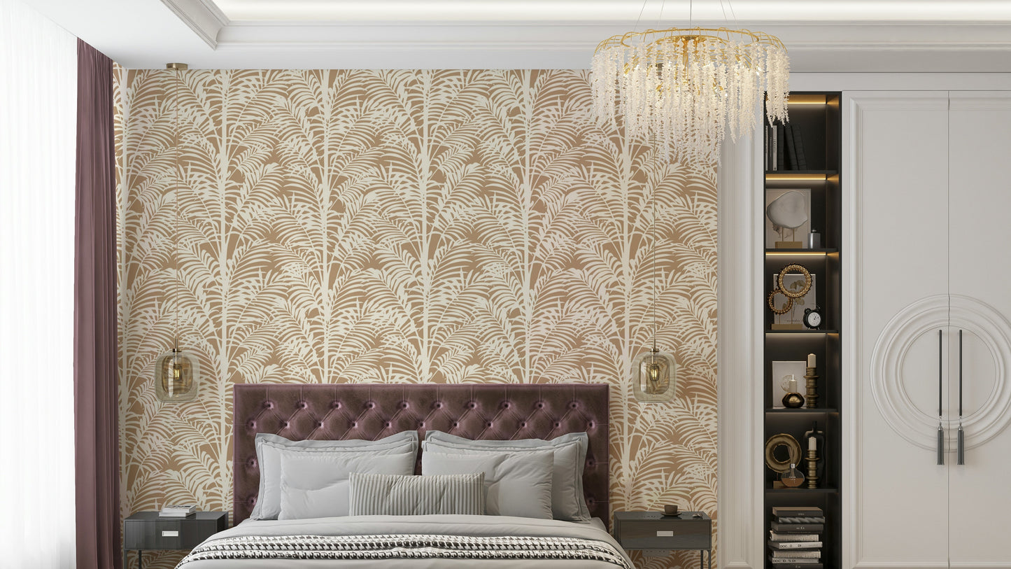 Minimalist palm leaves mural