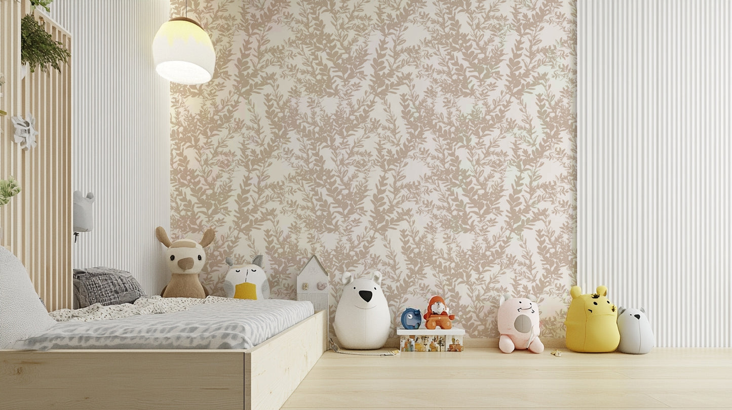 Beige and white twig wallpaper

