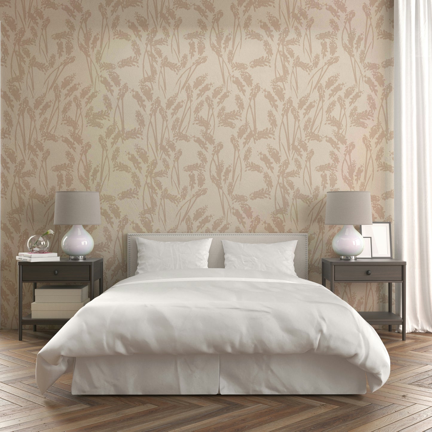 Beige Grasses wallpaper for a calm bedroom

