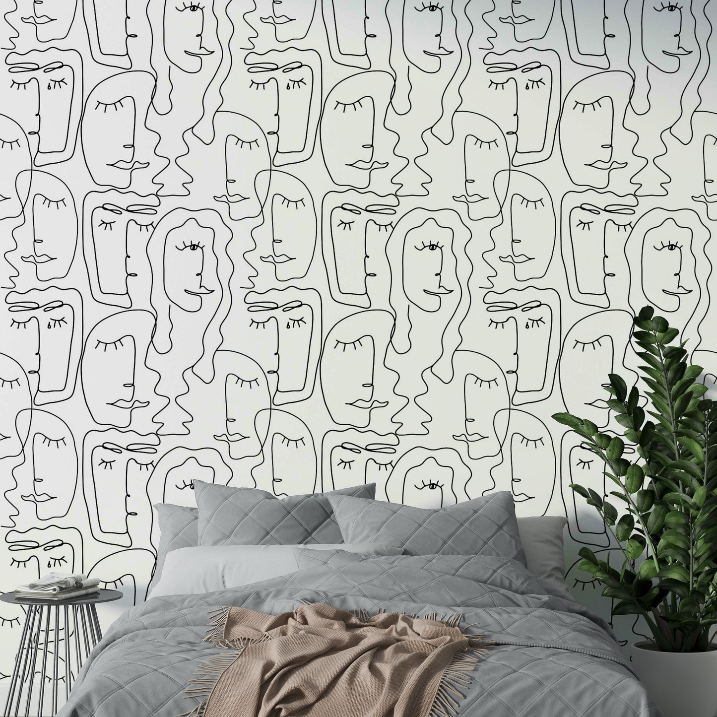 Wallpaper with human faces art

