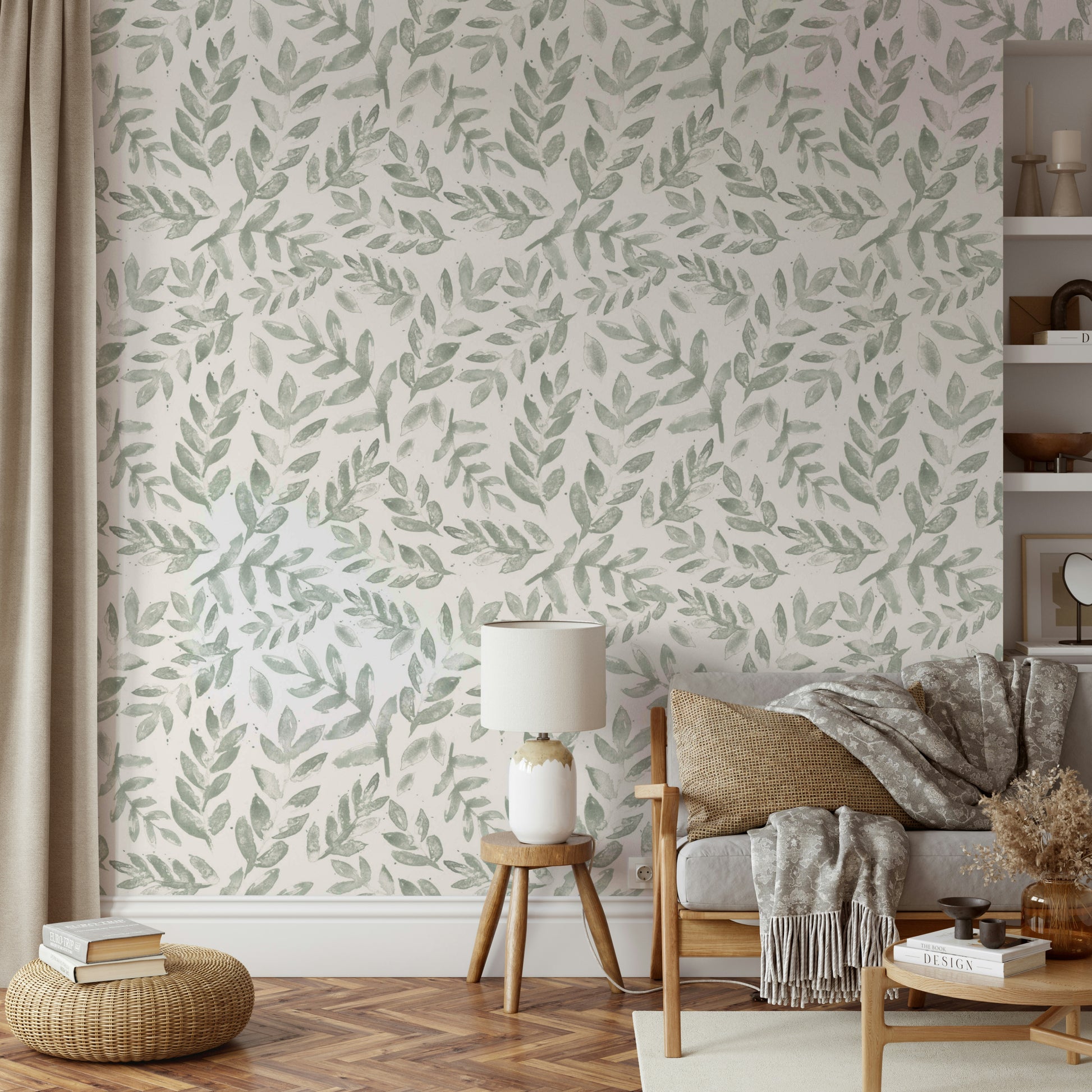 The design is a dense, repeating pattern of flowers and leaves.
