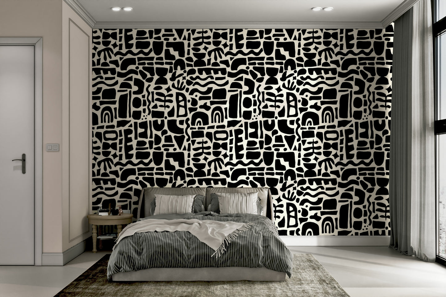 These colorful shapes are layered on top of one another.
