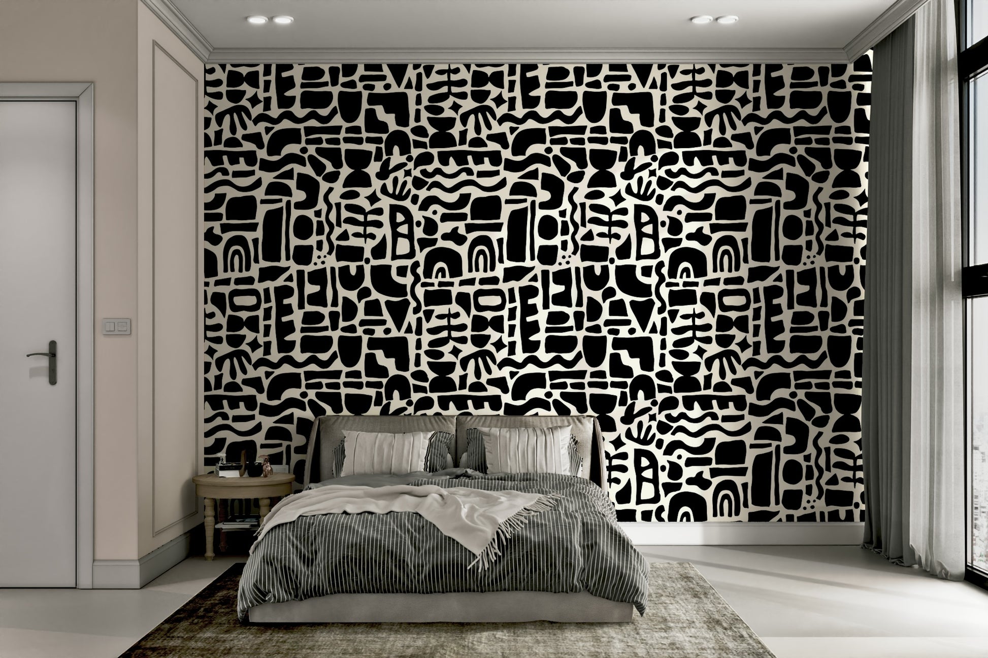 These colorful shapes are layered on top of one another.
