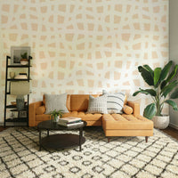 The Creamy Wavy Grid Wallpaper in a minimalist setting.
