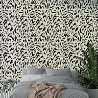 Brush Doodle Wallpaper on a living room wall

