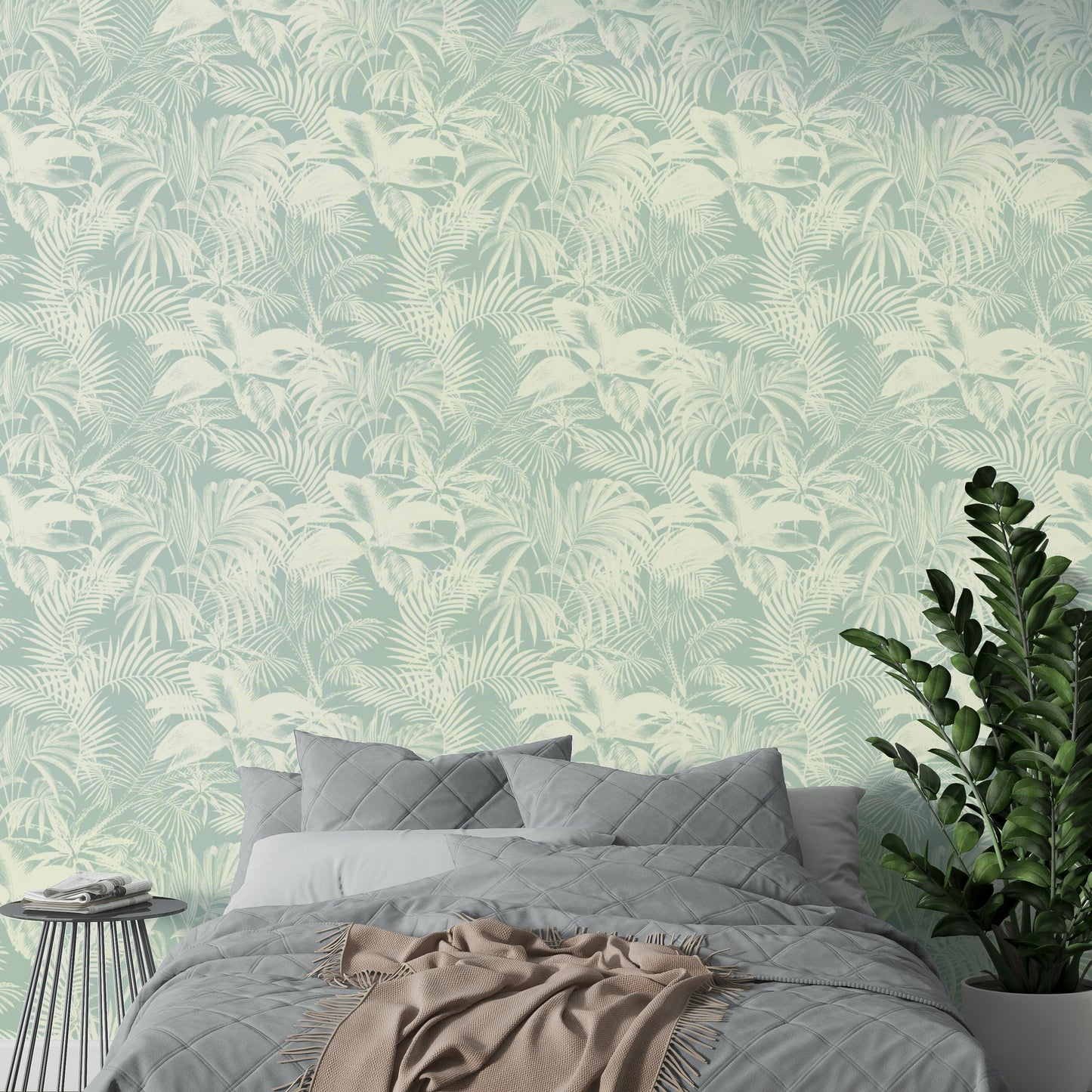 Wallpaper with a unique, modern botanical design

