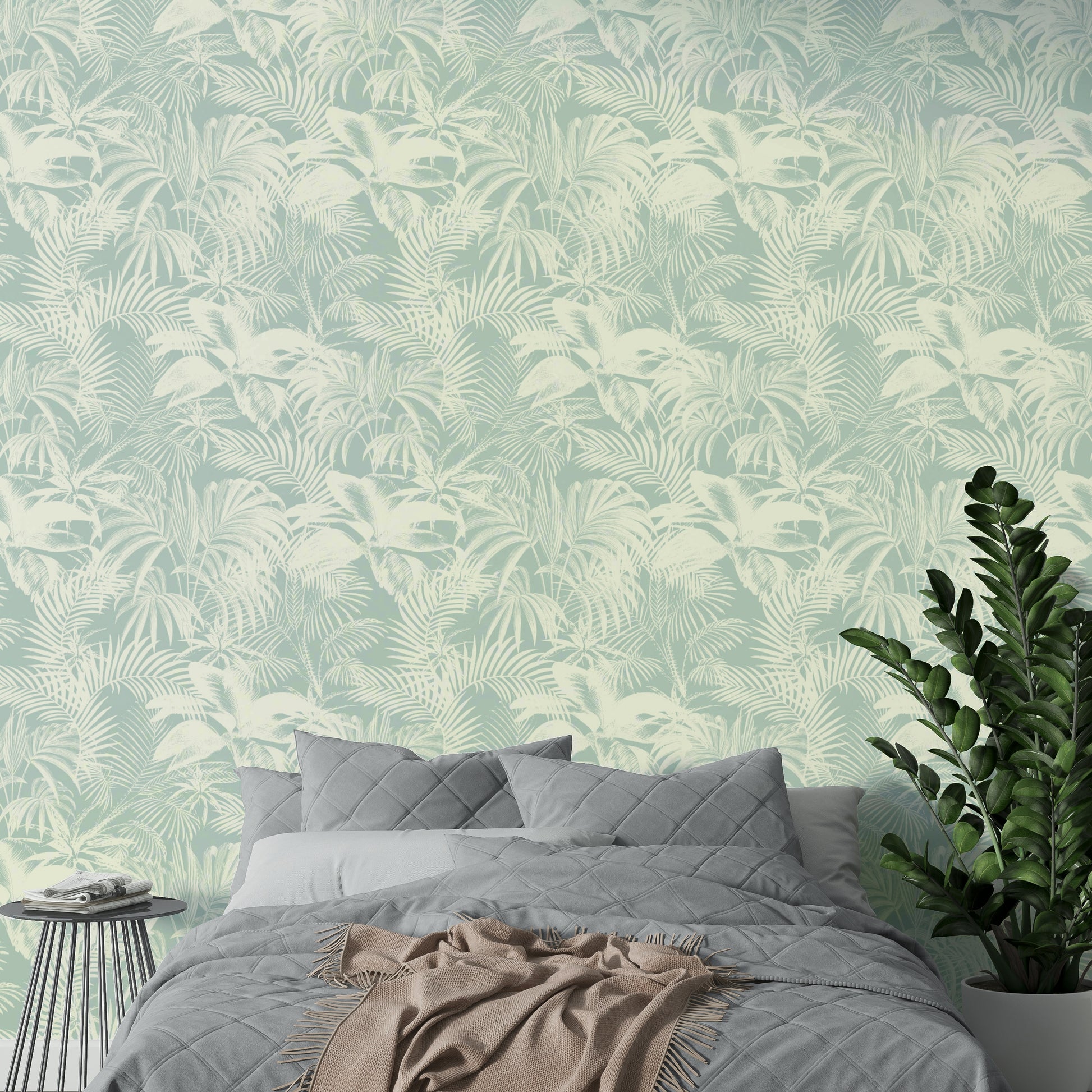 Wallpaper with a unique, modern botanical design

