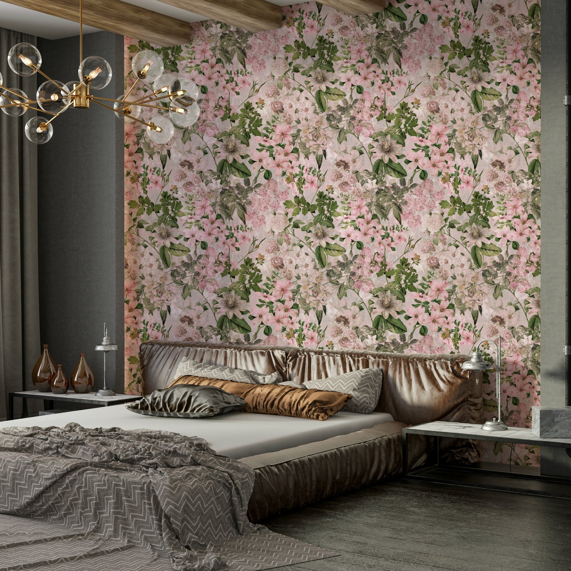 A dining area with a unique and serene design

