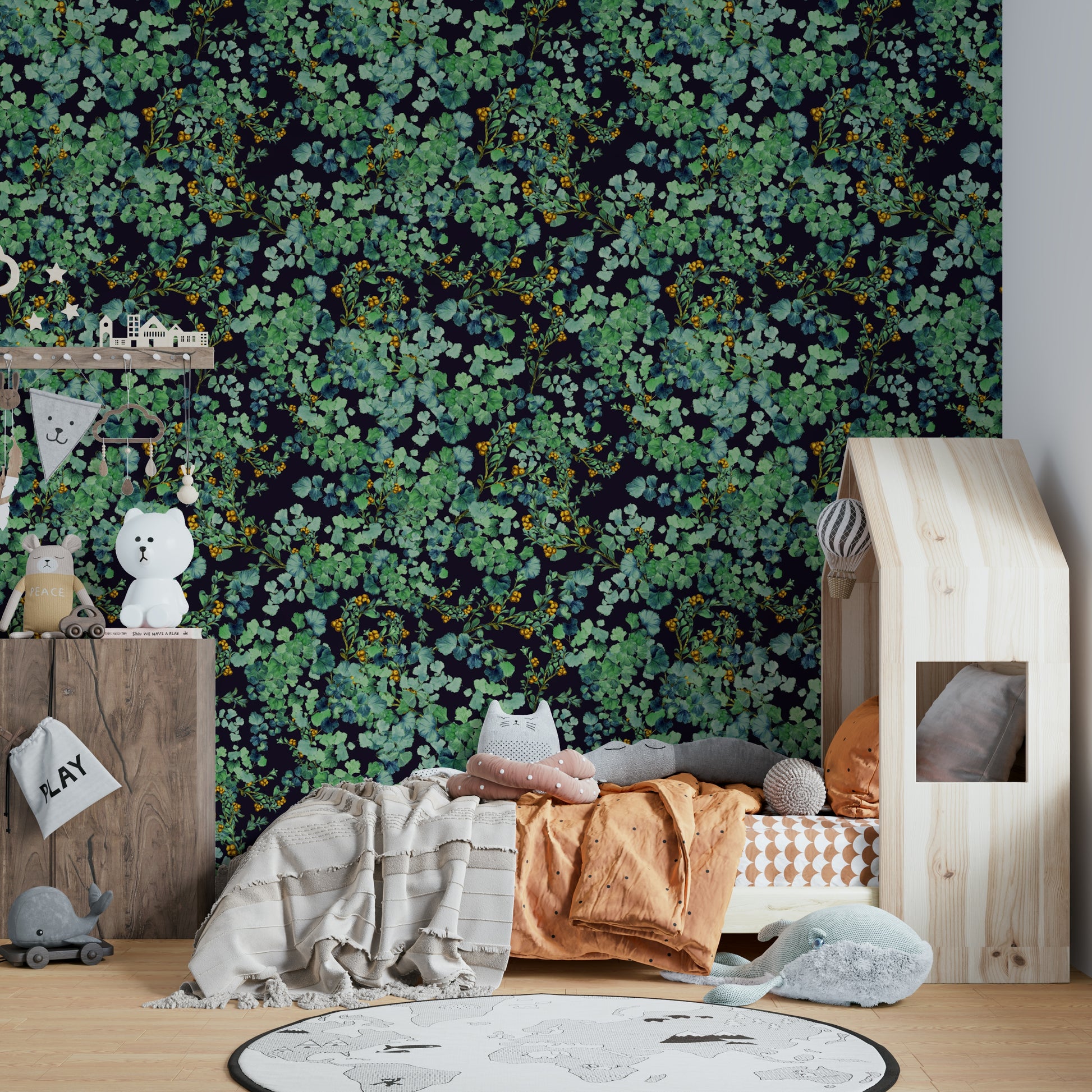 A dining area with a unique and serene design

