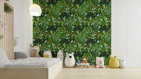 Green Tropical Plants Wallpaper on a living room wall

