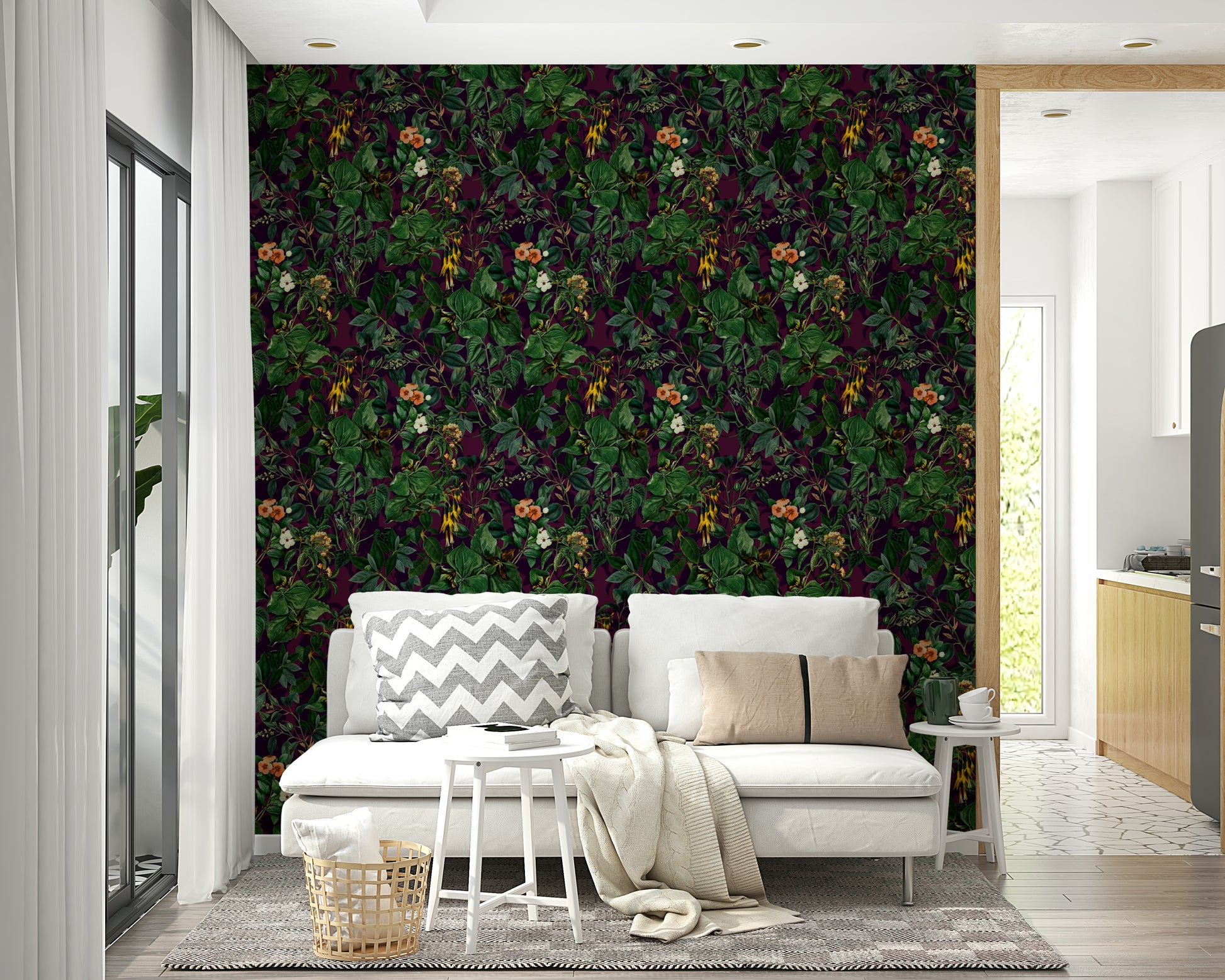 Wallpaper with a unique, elegant floral design

