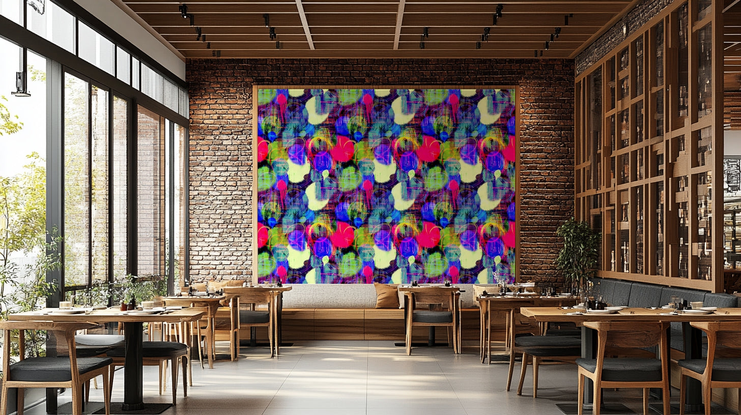 Colorful Street Wall Wallpaper on a living room wall

