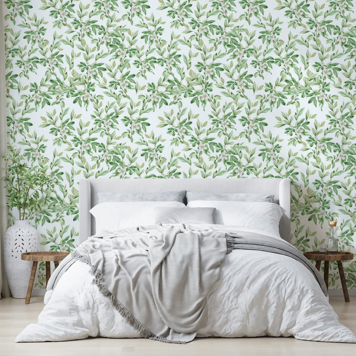 A seamless pattern of leaves on a wall

