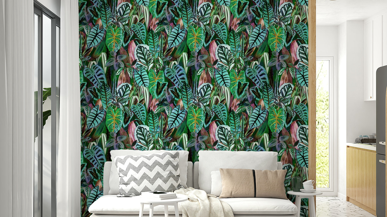 Green Foliage natural wallpaper for walls

